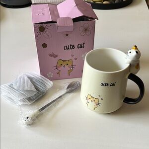 🆕Cute Cat Mug with Spoon and Lid